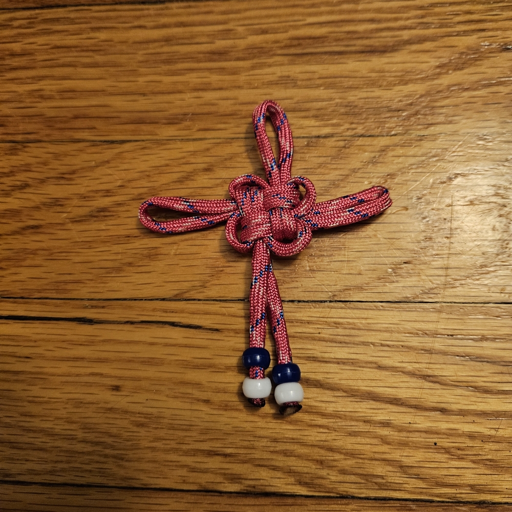 Pink and Blue Knotted Keychain with Beads-Norigae